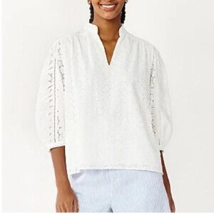 Draper James White Eyelet Blouse